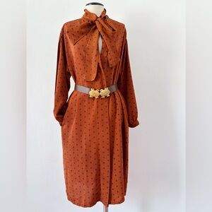 RODIER Terracotta and Navy Long Sleeve Dress